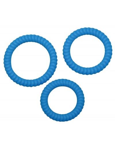 Набор из трех синих силиконовых колец Lust