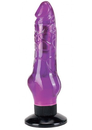 Фиолетовый водонепроницаемый вибромассажер на присоске - 17,5 см.