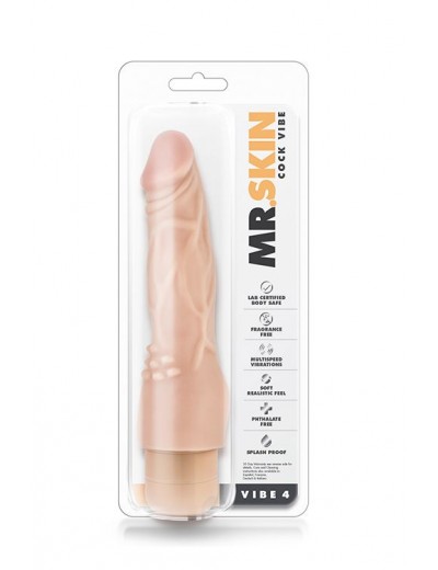 Телесный вибратор-реалистик с шипиками в основании Mr. Skin Cock Vibe 4 - 20,3 см.