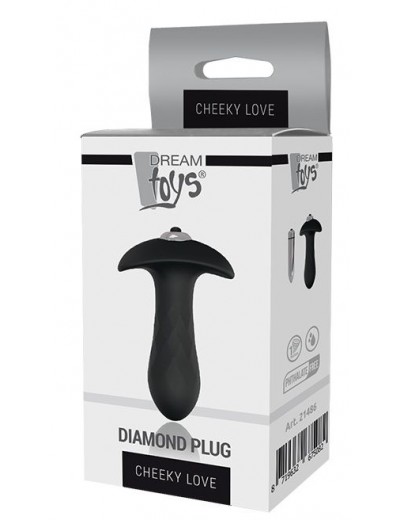 Черная анальная вибровтулка SINGLE SPEED DIAMOND PLUG - 9 см.