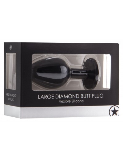 Черная анальная пробка с прозрачным кристаллом Diamond Butt Plug - 7,3 см.