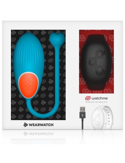 Голубое виброяйцо с черным пультом-часами Wearwatch Egg Wireless Watchme