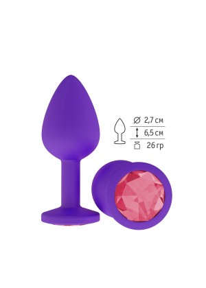 Фиолетовая силиконовая пробка с малиновым кристаллом - 7,3 см. 