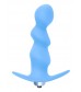 Голубая фигурная анальная вибропробка Spiral Anal Plug - 12 см.