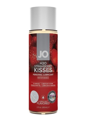 Лубрикант на водной основе с ароматом клубники JO Flavored Strawberry Kiss - 60 мл.