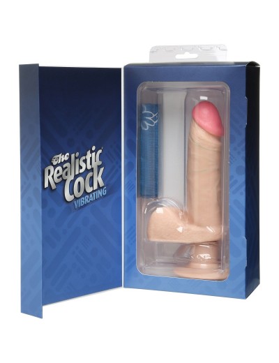 Вибромассажер-реалистик телесного цвета на присоске The Realistic Cock Vibrating 6” - 21,6 см.