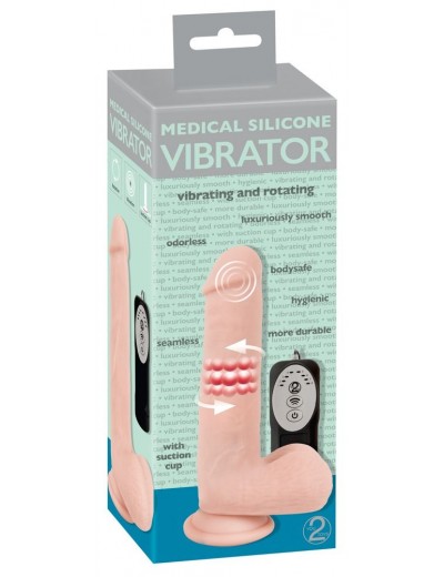 Телесный вибратор-ротатор Medical Silicone Rotating Vibrator - 20 см.