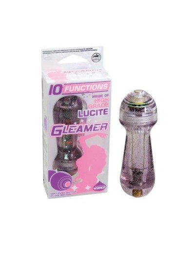 Фиолетовый мини-вибратор с блёстками Gleamer - 11,5 см.