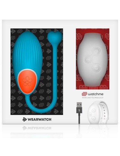 Голубое виброяйцо с белым пультом-часами Wearwatch Egg Wireless Watchme