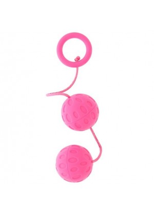 Розовые вагинальные шарики с рельефом GOOD VIBES ROTO BALLS
