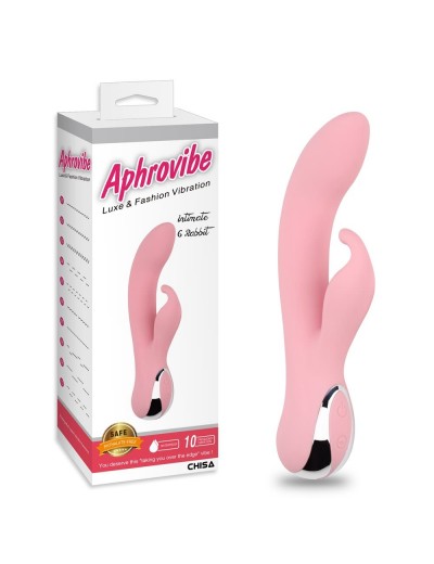 Нежно-розовый вибратор со стимулятором клитора Intimate G Rabbit - 18 см.