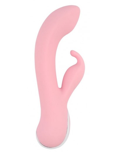 Нежно-розовый вибратор со стимулятором клитора Intimate G Rabbit - 18 см.