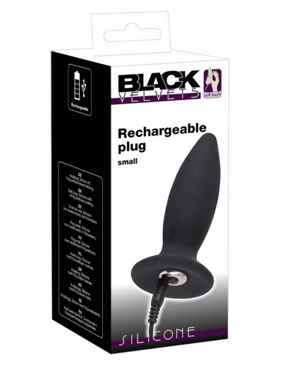 Чёрная перезаряжаемая анальная пробка Black Velvets Recharge Plug S - 11 см.