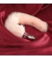 Серебристая анальная втулка с розовым хвостом