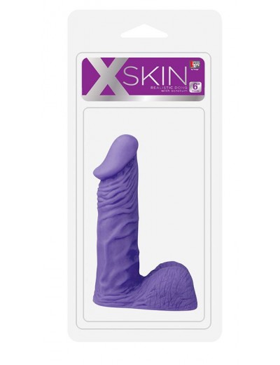 Фиолетовый стимулятор-фаллос XSKIN 6 PVC DONG - 15 см.