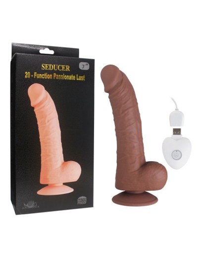 Коричневый вибратор SEDUCER 20 Function Passionate Lust - 22,5 см.