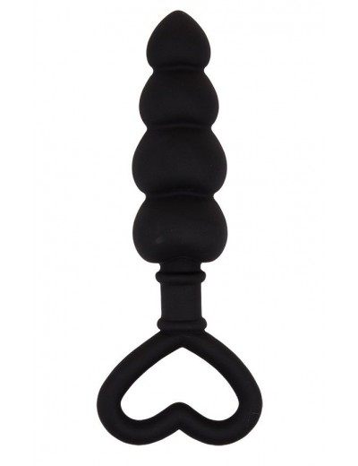 Черный анальный массажер Beaded Luv Probe - 15,6 см.