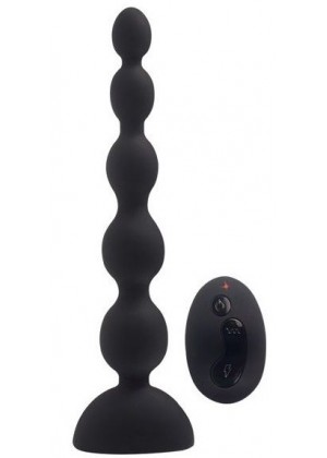 Черный анальный вибростимулятор Anal Beads L с пультом ДУ - 21,5 см. 