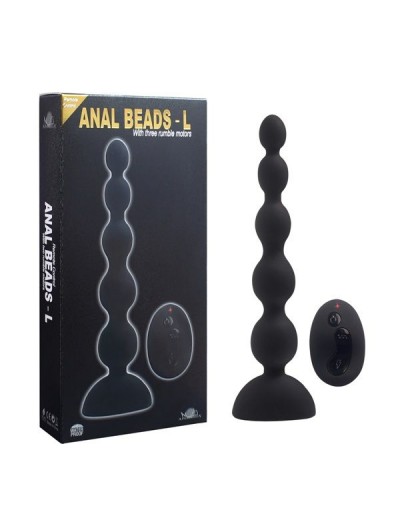 Черный анальный вибростимулятор Anal Beads L с пультом ДУ - 21,5 см.