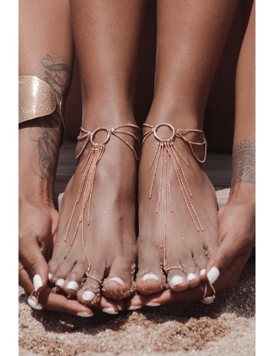 Золотистые браслеты на ноги Magnifique Feet Chain