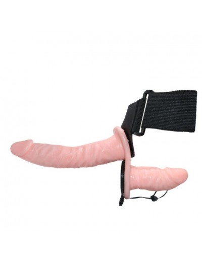 Женский страпон с вибрацией и вагинальной пробкой Ultra Passionate Harness - 18 см.