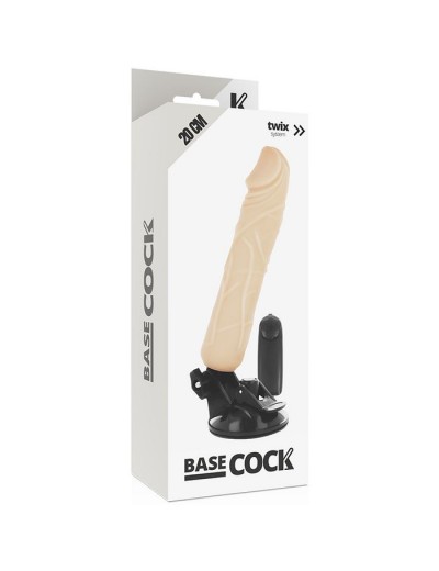 Телесный вибромассажер на мощной присоске Basecock Realistic Vibrator - 20 см.