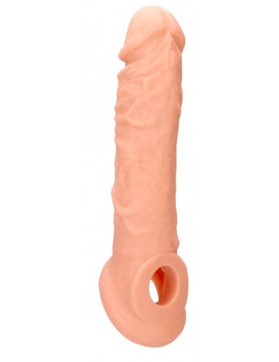 Телесная насадка с кольцом Penis Extender with Rings - 21 см.