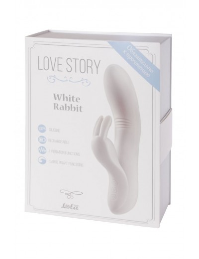 Белый вибратор Love story White Rabbit с клиторальным зайчиком - 21 см.