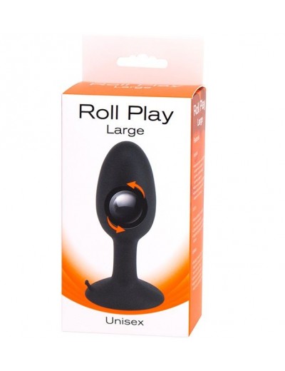 Чёрная анальная пробка со смещенным центром тяжести ROLL PLAY LARGE - 11 см.