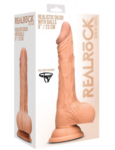 Телесный фаллоимитатор Realistic Dildo With Balls - 23 см.