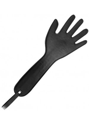 Черная шлепалка с виде ладони с удлиненной ручкой - 36 см.