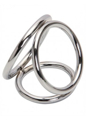 Серебристое тройное эрекционное кольцо