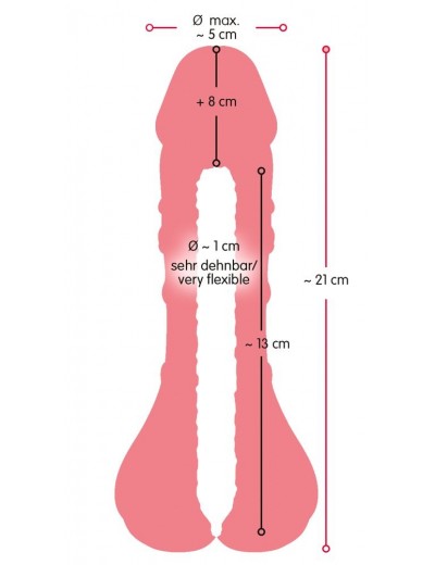 Телесная насадка-мастурбатор 2-in-1 Extension Masturbator - 21 см.