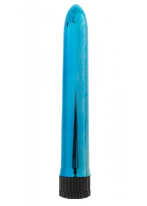 Голубой классический вибратор - 18 см.