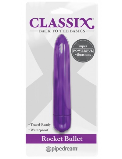 Фиолетовая гладкая вибропуля Rocket Bullet - 8,9 см.