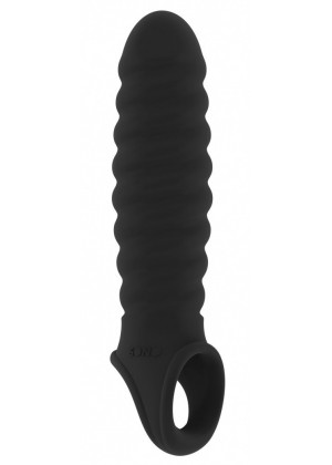 Чёрная ребристая насадка Stretchy Penis Extension No.32