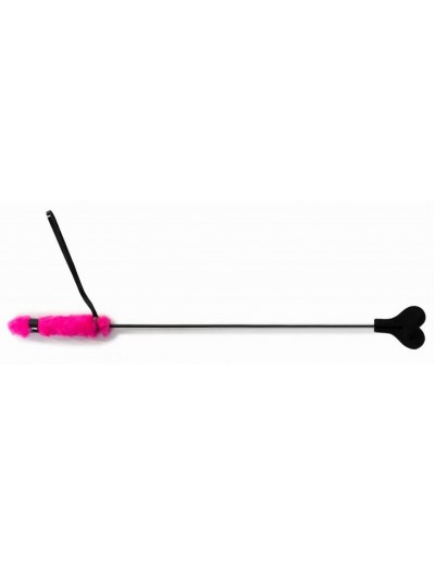 Черный стек с сердцем и розовой ручкой - 61 см.