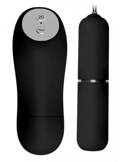 Черная вибропуля MAGIC X20 с пультом ДУ - 10 см.