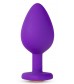 Фиолетовая анальная пробка Bling Plug Large с золотистым стразом - 9,5 см.