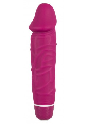 Ярко-розовый вибратор-реалистик Vibra Lotus - 15,5 см.