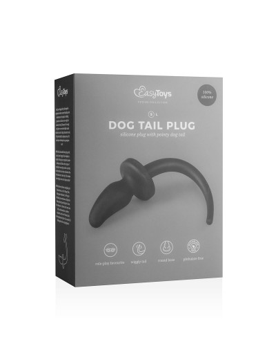 Черная анальная пробка Dog Tail Plug с хвостом