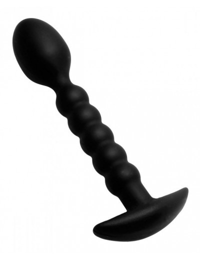 Черный ребристый стимулятор простаты Sojourn Slim Ribbed Prostate Stimulator - 12,1 см.