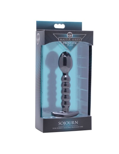 Черный ребристый стимулятор простаты Sojourn Slim Ribbed Prostate Stimulator - 12,1 см.