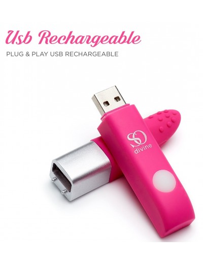 Ярко-розовый вибростимулятор Get Lucky USB Vibrator - 12 см.