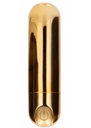 Золотистая перезаряжаемая вибропуля 7 Speed Rechargeable Bullet - 7,7 см.