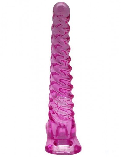 Розовый анальный конус со спиралевидным рельефом - 16 см.