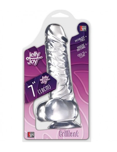 Прозрачный фаллоимитатор на присоске JELLY JOY BRILLIANT - 18 см.