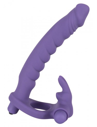 Фиолетовая насадка на пенис для двойной стимуляции Los Analos - 16 см.