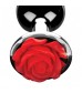 Серебристая анальная пробка с розой Red Rose Butt Plug - 8 см.