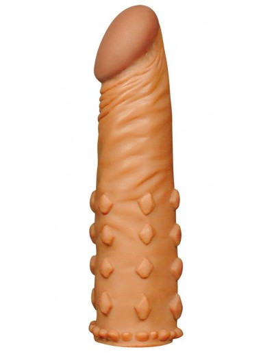 Коричневая насадка-удлинитель Add 2  Pleasure X Tender Penis Sleeve - 18 см.